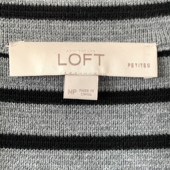 LOFT 100% Cotton Collared V-Neck Double Breasted Pockets Striped Jacket Size MP - Picture 3 of 16